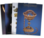 Stack of 4 1994 Gems & Gemology issues; top issue features jewel-encrusted goblet