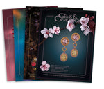 Stack of 4 2010 Gems & Gemology issues; top issue features cherry blossoms and pink jewelry