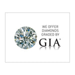 Graphic with text "We Offer Diamonds Graded By GIA", diamond, GIA logo, and white background