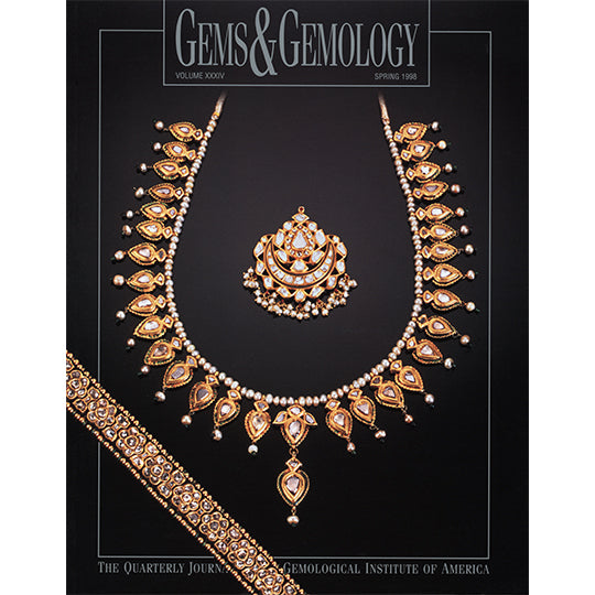 Cover of Gems & Gemology Spring 1998 issue, featuring elaborate gold jewelry 