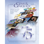 Cover of Gems & Gemology Summer 2009 75th anniversary issue, featuring spread of past G&G covers 