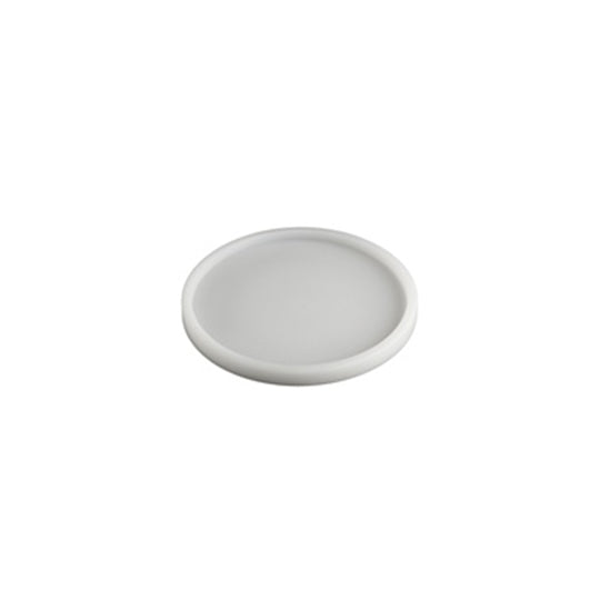 Flat white acrylic grading disk with slightly raised edges 