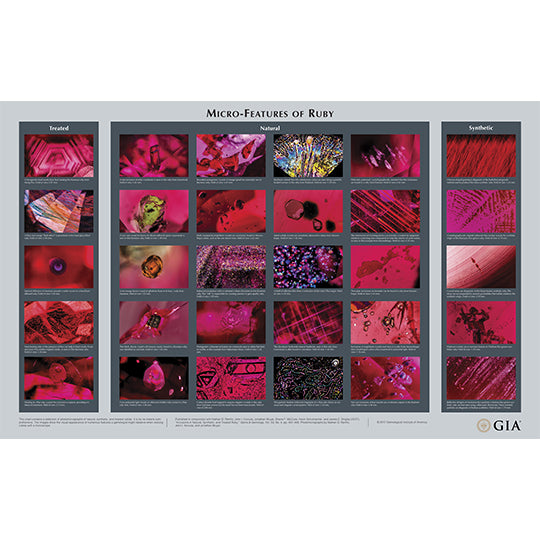 Micro-Features of Ruby wall chart, featuring rows of opal microphotographs with captions