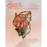 Cover of Gems & Gemology Fall 2023 issue, featuring Oregon sunstone carved by Darryl Alexander.