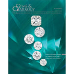 Cover of Gems & Gemology Summer 2012 issue, featuring polished diamonds against a light green gem background