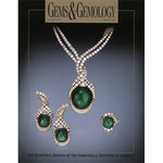 Cover of Gems & Gemology Summer 1991 issue, featuring round green gems encased by golden gem strands