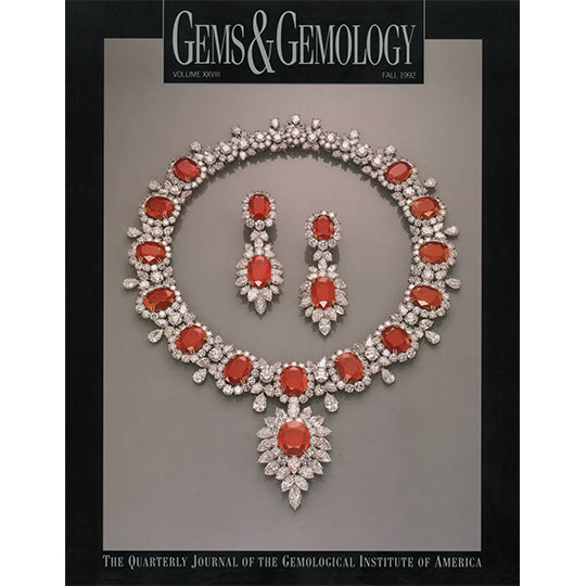 Cover of Gems & Gemology Fall 1992 issue, featuring red and silver gemstone necklace