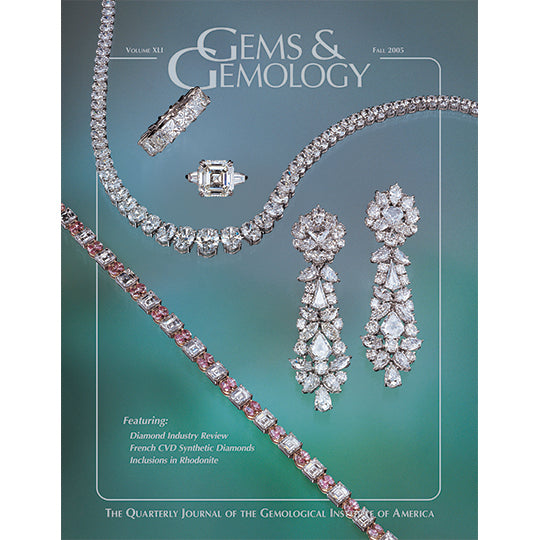 Cover of Gems & Gemology Fall 2005 issue, featuring silver earrings and other jewelry