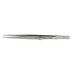 GIA Tweezers with slide lock, .6 mm hole, serrated handles, and GIA logo at base