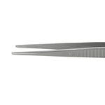Close up on tips of GIA tweezers, showing rough texture on inside of tweezers and rounded points