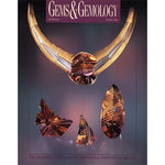 Cover of Gems & Gemology Spring 1994 issue, featuring golden gem pieces with detailed carved lines and patterns