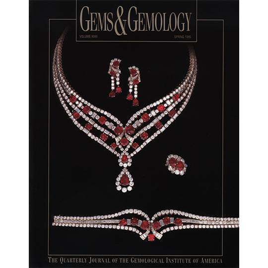 Cover of Gems & Gemology Spring 1995 issue, featuring silver and red gemstone jewelry 