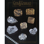 Cover of Gems & Gemology Spring 1996 issue, featuring transparent and gold gemstones, both rough and polished