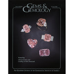Cover of Gems & Gemology Summer 2002 issue, featuring pale  pink jewels and rings