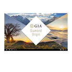 Video thumbnail, featuring heading "GIA Diamond Origin" and beautiful landscapes