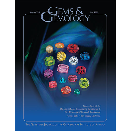 Cover of Gems & Gemology Fall 2006 issue, featuring various polished gems over deep blue gem