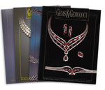 Stack of 4 1995 Gems & Gemology issues, top issue features elaborate silver and red jewelry