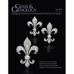 Cover of Gems & Gemology Fall 2020 issue, featuring three diamond fleur-de-lis motifs.