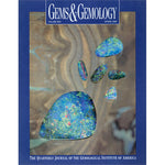 Cover of Gems & Gemology Spring 1993 issue, featuring blueish flat stones with shiny colored flecks