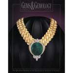 Cover of Gems & Gemology Summer 1999 issue, featuring braided gold necklace with large green gem