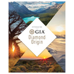 Diamond Origin Retailer Brochure front, featuring heading "Introducing GIA Diamond Origin" and beautiful landscapes