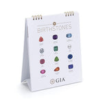 Birthstone Flipchart standing up, opened to page displaying birthstone for each month