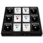 GIA loose cases display tray with assorted gems