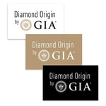 Group of white, tan, and black rectangular graphics, all with text "Diamond Origin by GIA" 