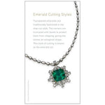 Emerald brochure panel "Emerald Cutting Styles", with image of emerald necklace