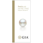 Front of GIA 7 Pearls Values Factors Brochure, featuring title, pearl, and logo