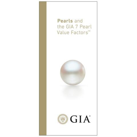 Brochure front with heading "Pearls and the GIA 7 Pearl Value Factors", pearl, and GIA logo