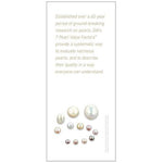 Brochure panel with introductory text and different colored pearls