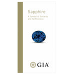 Sapphire brochure front, featuring text "Sapphire A Symbol of Sincerity and Faithfulness", sapphire, and logo