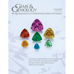 Cover of Gems & Gemology Summer 2013 issue, featuring gems of various bright colors