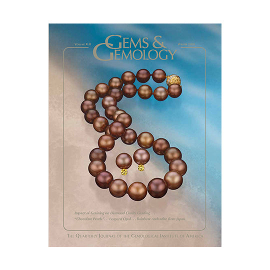 Cover of Gems & Gemology Winter 2006 issue, featuring string of brown pearls