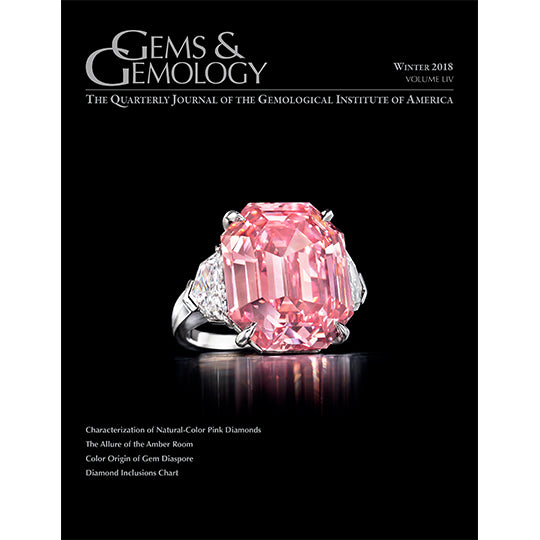 Cover of Gems & Gemology Winter 2018 issue, featuring pale pink ring